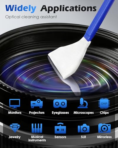 Zacro 24mm Full Frame Sensor Cleaning Swab*8 + 20ml Sensor Cleaner for DSLR SLR Digital Camera CMOS Sensor Cleaning, Compatible with Nikon Sony Canon (Add: 8*Cotton Swabs + 1*Cleaning Cloth) - size: 24mm