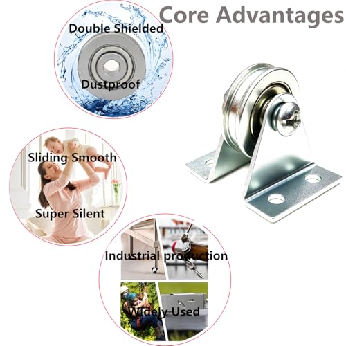1/8" Cord Small Wire Rope Pulley Block Bearing, 23mm/1inch Wheel Bearings Wire Rope Guide Wheel for Lifting with Bracket, Load 260Lbs (L Bracket) - size: L Bracket