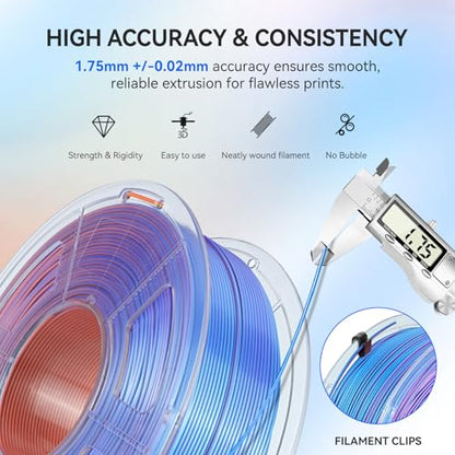 JAYO Silk Quad Color PLA 3D Printer Filament 1.75mm, 1.1kg - color: Silk Quad Red Yellow Green Black, size: 1.1KG