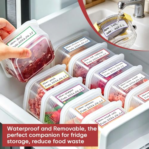 1024 Pcs Easy Peel Off Removable Food Labels, 1 x 3 Inch Freezer Labels to Write On Food Storage Labels for Storage Bins Party Buffet, Meal Prep Labels Containers & Kitchen Storage