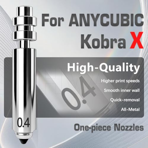 3 Pack 0.4mm Hotend Nozzles for Anycubic Kobra 4 & Kobra X, Integrated Hardened Steel Quick-Swap High Temperature High Flow Replacement Nozzle, Includes 3 Silicone Socks & 3 Cleaning Brushes - style: 3 PK 0.4MM Kobra X Nozzle Kit