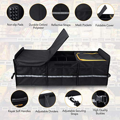 HEYTRIP Large Trunk Organizer with Built-in Leakproof Cooler Bag, Black - color: Black