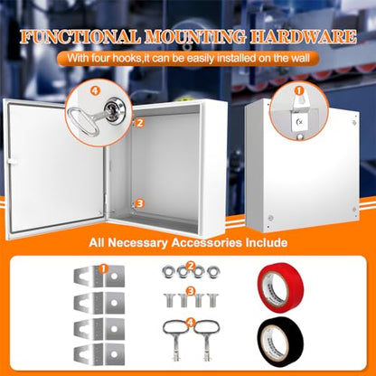 Outdoor Electrical Box 24 x 24 x 8'' Nema 4X Enclosure Waterproof Junction Box Electrical Enclosure Lockable Weatherproof Enclosure Box - size: 24 x 24 x 8''
