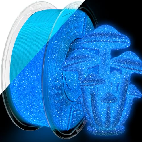 PLA+ 3D Printer Filament, Glow in The Dark Glitter Shiny Firefly Blue PLA+ Filament 1.75mm, Long-Lasting Glow & High-Brightness 3D Filament, Ideal for Christmas Decorations - 1kg Spool - color: Firefly Blue