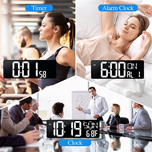 17.2"Large Digital Wall Clock Large Display with Remote Control 180°Visible - color: White