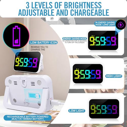 TXL Digital Timer for Classroom, Pomodoro, Gym & Kitchen – Rechargeable Magnetic Countdown Timer, Large LED Display, Loud Alarm, 3 Volume Levels & 3 Brightness Settings - style: Upgraded Version with Gym Modes