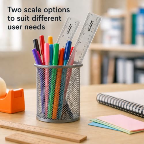 EBOOT 2 Pcs Clear Plastic Ruler Straight Ruler for School, 6 Inch, 12 Inch - color: Clear, size: 6 Inch,12 Inch