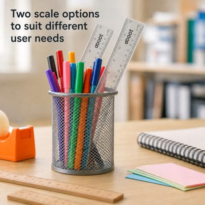 EBOOT 2 Pcs Clear Plastic Ruler Straight Ruler for School, 6 Inch, 12 Inch - color: Clear, size: 6 Inch,12 Inch