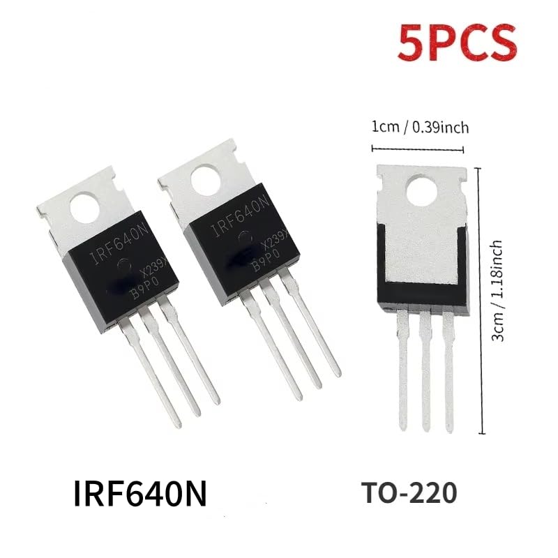 5PCS IRF640 Power N-Channel MOSFET Transistor 55V 110A TO-220 - color: IRF640-TO-220-5pcs