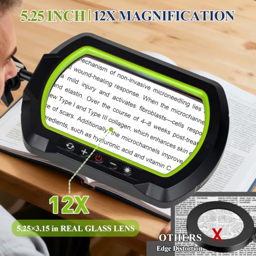 12X Square Magnifying Glass with Light and Clamp, Solder Helping Hand - color: Green, size: 12X