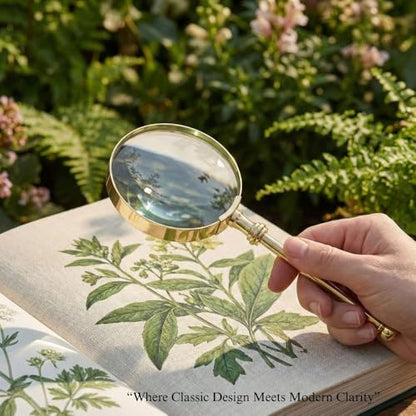 Magnifying Glass with Solid Brass Handle, Handheld Magnifying Glass Lens, Antique Magnifier, Reading, Inspection, Coin & Stamp, Astrologer, Low Sight Elderly Collectible Décor Gift - style: Brass Handel