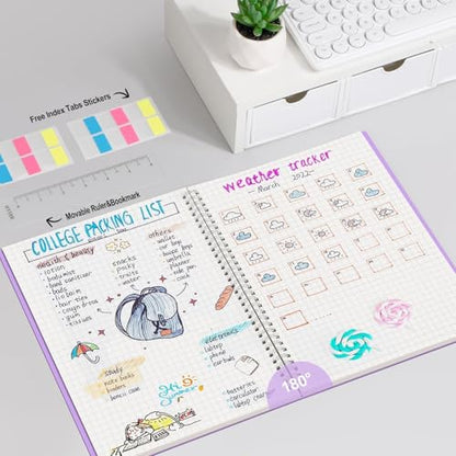 AHGXG Spiral Graph Paper Notebook, 110 Pages, A4 (8.5" x 11") - color: Purple, style: A4-Graph