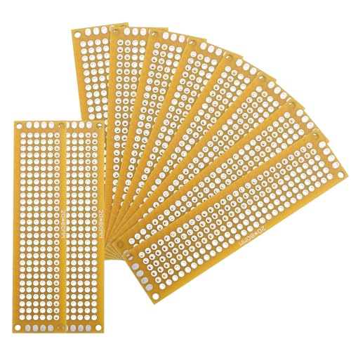 MECCANIXITY 10Pcs Solderable Breadboard, 3.15"x0.79" Double Sided Circuit Board Yellow Tinned PCB Board Small Prototype Board for DIY Electronics Projects Apply to Soldering Projects - color: Yellow Tinned, size: 3.15"x0.79"