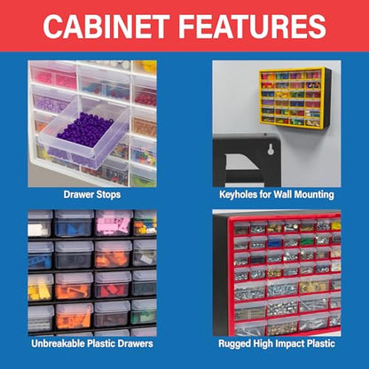 Akro-Mils 10126, 26 Drawer Plastic Parts Storage Hardware and Craft Cabinet, 20-Inch W x 6-Inch D x 10-Inch H, Red - color: Red, size: 26 Drawer, style: 1 Pack