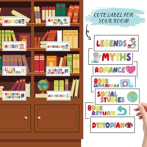 Tinlade 56 Pcs Classroom Reading Corner Label Library, Cute - style: Cute