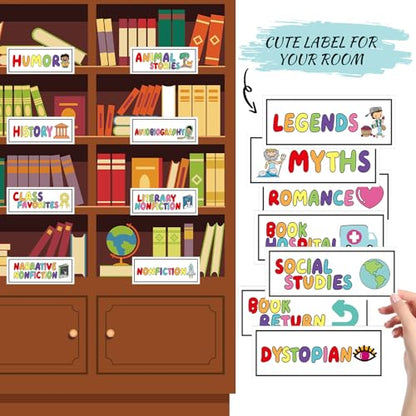 Tinlade 56 Pcs Classroom Reading Corner Label Library, Cute - style: Cute