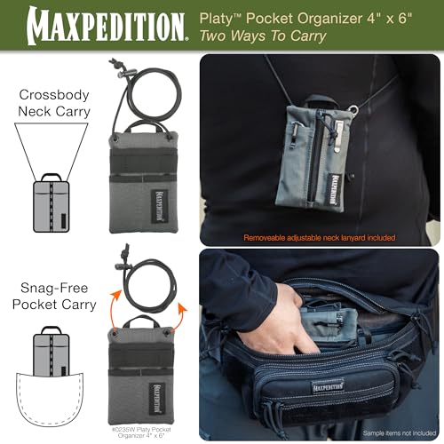 Maxpedition Platy Pocket Organizer, EDC Tool Pouch, Neck Wallet - color: Wolf Gray, size: 4" x 6"