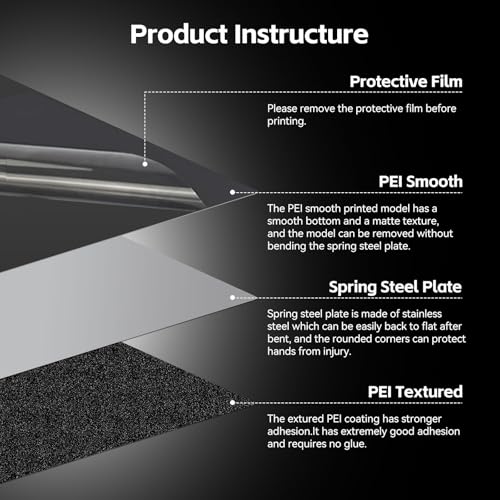 PEI Build Plate 235mm for Flashforge Adventurer 5M / AD5X,Double Sided Smooth/Textured PEI Sheet Flexible Spring Steel Printing Bed Compatible with Flashforge Adventurer 5M /5M Pro /AD5X 3D Printers - color: Double Sided Smooth&Textured, size: for Flashfo