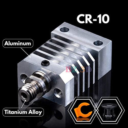CR10 Heatsink All Metal Hotend Upgrade,Titanium Alloy Heatbreak,for CR-10/10S/CR-10 S4/S5/Ender 3/Pro/Max/Ender 3 V2/Ender 5 /Pro/Plus Series 3D Printer Hotend - style: Heatsink+Heatbreak