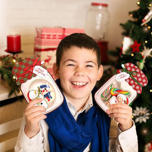 Christmas Treat Bags with Cards 48-Pack, Mason Jar Goodie Bag for Kids - color: Christmas Mason Jar Candy Card