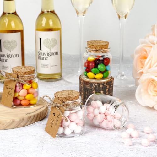 OurWarm 12 Pack 1.7oz Small Glass Jars with Cork Lids, Round Spell Jars - size: 12pcs - 50ml
