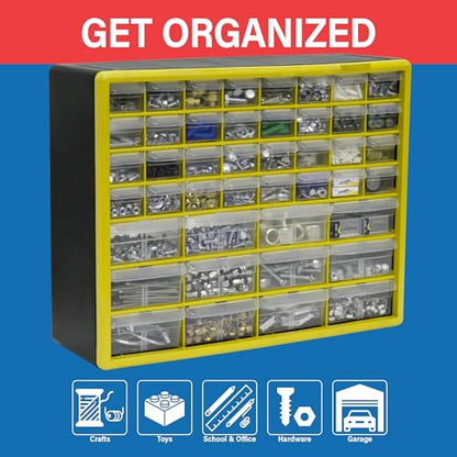 Akro-Mils 10144, 44 Drawer Plastic Parts Storage Hardware and Craft Cabinet, 20-Inch W x 6-Inch D x 16-Inch H, Yellow - color: Yellow, size: 44 Drawer, style: 1 Pack