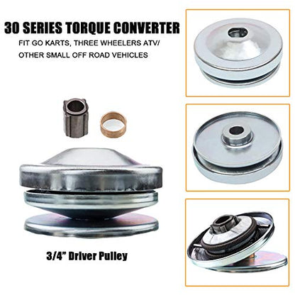 30 Series 6.5 HP Go Kart Mini Bike Torque Converter Clutch Driver Pulley Replacement Comet Manco 212CC 3/4" Bore 10T #40/41/420 China (Complete 3/4" Torque Converter Set) - size: 10T 40/41 Chan