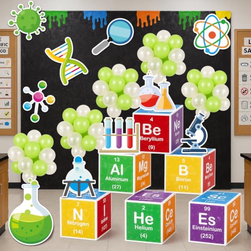 66Pcs Science Lab Party Decoration Pre-Folded Cardstock Kit Green Clear - color: Green Clear