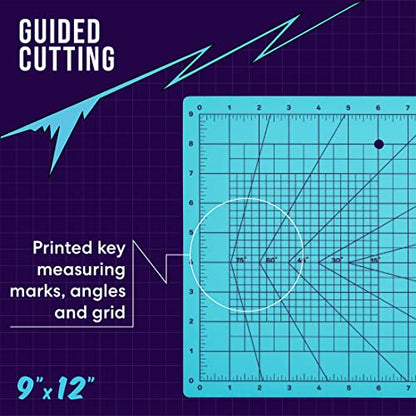 Zoid 9" x 12" Self-Healing Cutting Mat, PVC Grid Mat, Crafting and Sewing Mat for Multiple Projects, Arts and Crafts, Silhouette Cutting, Cyan/Purple BP - style: 9" X 12"
