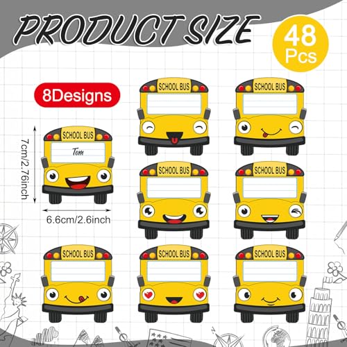Resurhang 48 Pcs Cute School Bus Magnetic Name Tags for Classroom - style: Cute School Bus