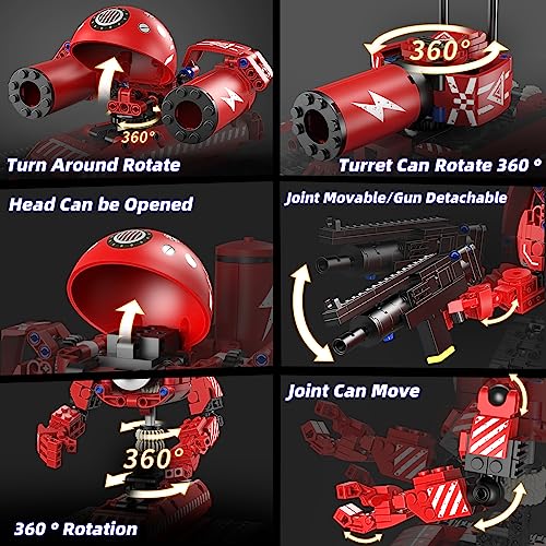 5 in 1 Robot Building Set with RC & APP for Boys Kids Age 8-14 - color: 5in1 Red Robot