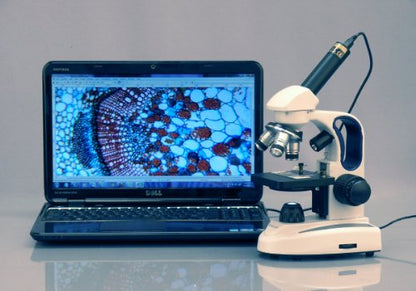 AmScope M158-2L Cordless Compound Monocular Microscope, WF10x Eyepiece