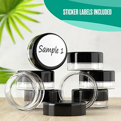 Sample Containers, Jars, Lip Balm Container, Small, 3 Gram, 200 PK, Black - color: Black, size: 200 Pack