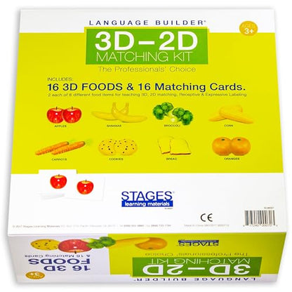 Stages Learning Language Builder 3D-2D Foods Matching Kit for Autism Education & Aba Therapy Flash Cards - style: Foods