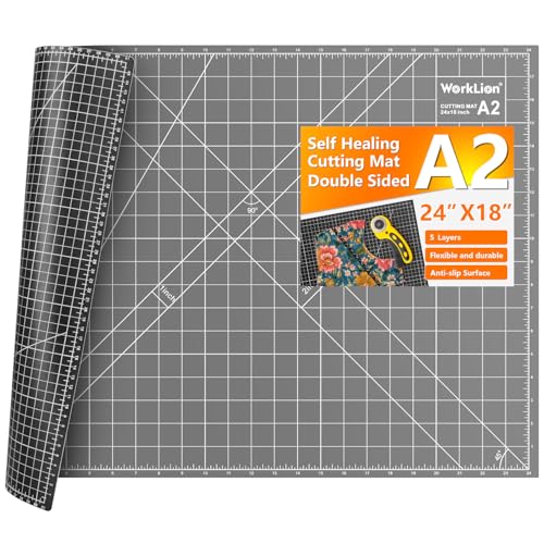 WorkLion Cutting Mat for Sewing: 24''x18'' Double-Sided Sewing Cutting Mat, 5-Ply Rotary Cutting Board for Sewing, Quilting & Crafts, Grey/Black - color: Black/Gray, size: 24"L x 18"W