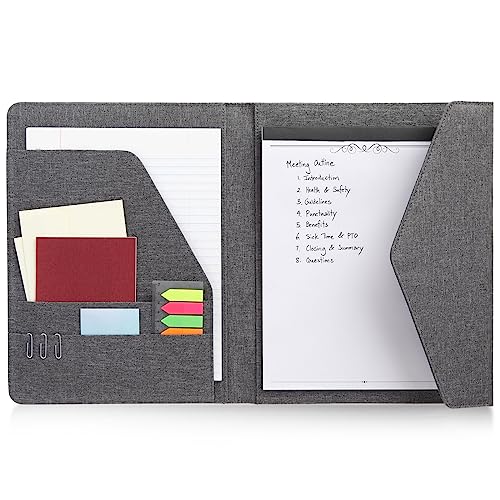 Paper Junkie Binder Organizer - 10 x 12.5 in, Gray Polyester - Resume Portfolio Folder - Zipper Binder Business Card Pockets