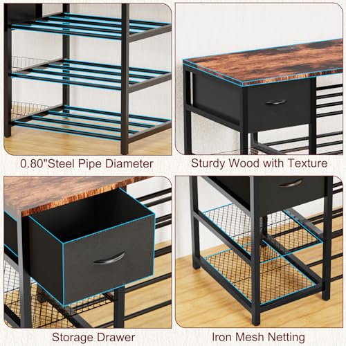 Frebomboo 3D Printer Filament Storage Rack, Versatile 3D Printer Stand Shelf with Drawer, Mobile 3-Tier Metal Filament Spool Holder, Perfect 3D Printer Cart Desk for Office Workshop Studio - style: Brown