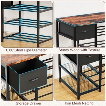 Frebomboo 3D Printer Filament Storage Rack, Versatile 3D Printer Stand Shelf with Drawer, Mobile 3-Tier Metal Filament Spool Holder, Perfect 3D Printer Cart Desk for Office Workshop Studio - style: Brown