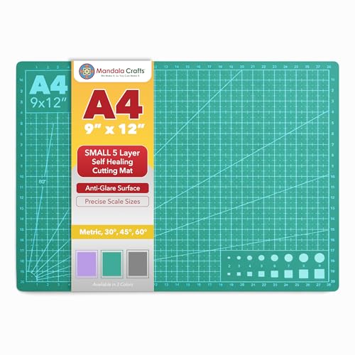 Mandala Crafts Self-Healing Green 9" x 12" A4 Cutting Mat for Sewing - color: Green, size: 9 x 12 Inches Mat