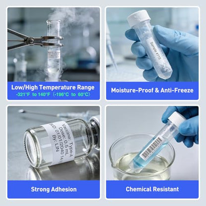 SUPVAN G-Series Cryogenic Laboratory Label, 0.35" W × 13.1' L, White - size: 0.35 in x 13.1 ft