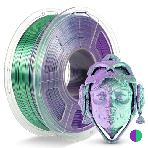 JAYO Silk Dual Color PLA 3D Printer Filament 1.75mm, 1.1kg, Purple-Green - color: Silk Dual Purple Green, size: 1.1KG