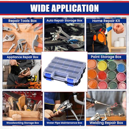 NYXOVA 2 Pack Small Parts Organizer, Hardware Organizer Box - color: Blue