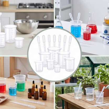 Plastic Beakers Set, 7 Pcs Measuring Beaker