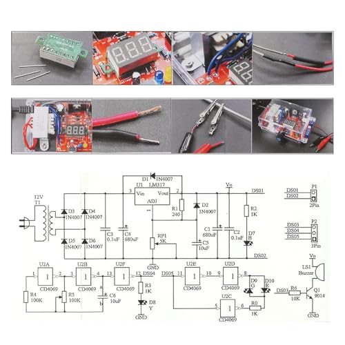 LM317 Power Supply Adjustable Voltage Regulator Kit AC-DC 110V to 1.25V-12V Output 5V 12V Voltmeter Electronic Component DIY Kit,with Manual