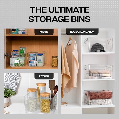 ClearSpace Clear Plastic Storage Bins – Pantry Organizers & Storage Containers, Cabinet Organizer - Home Organization Must Haves for Kitchen, Laundry Room, Office, Closet, Garage & Freezer - size: 2 Pack