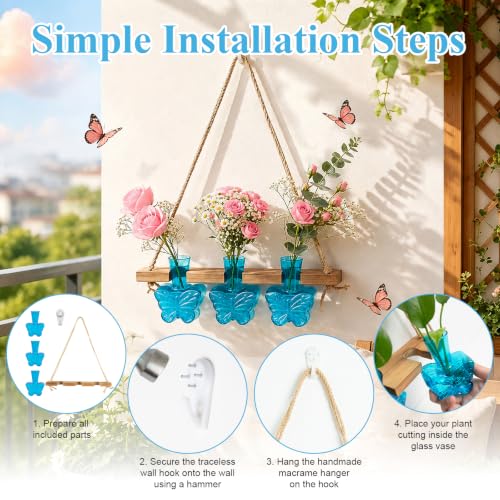 XXXFLOWER Plant Propagation Station Wall Hanging Butterfly Shaped Vase Blue - color: Blue-3 Butterfly Vase