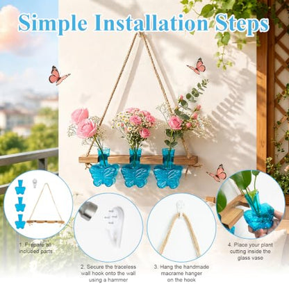 XXXFLOWER Plant Propagation Station Wall Hanging Butterfly Shaped Vase Blue - color: Blue-3 Butterfly Vase