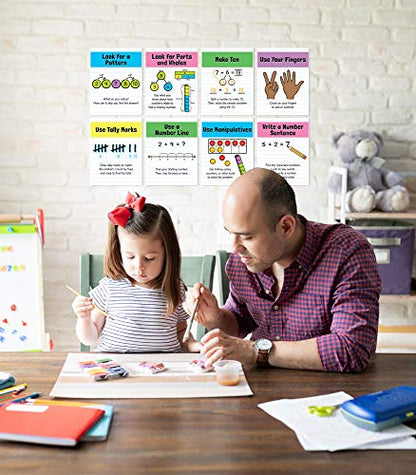 Carson Dellosa Math Strategies Poster Set, K-2 Classroom Visual Charts Pack - style: Math Strategies