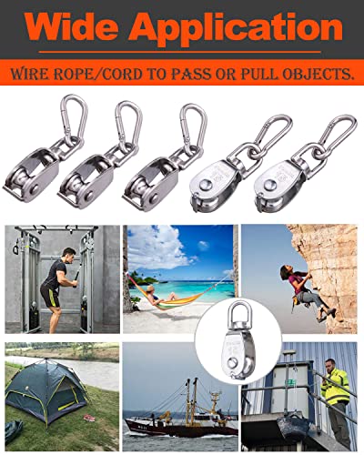 5 Pcs M15 Single Pulley Block, 304 Stainless Steel Lifting Crane Pulley - style: 5*M15 Pulley/Hook