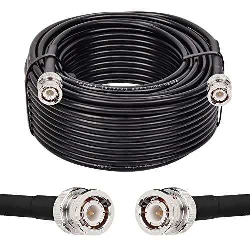 MOOKEERF BNC Male to Male Coax Cable 75ft, 50 Ohm RG58 Coaxial Cable With Connectors - size: 75FT